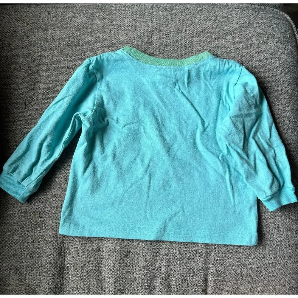 Gap Vtg Baby Girls Size 6-12 Months Blue Long Sleeve T Shirt Embroidered Logo